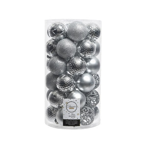 Decoris Shatterproof Baubles in Silver (Pack of 37) image 0