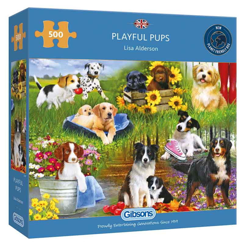 Gibsons Playful Pups 500 Piece Jigsaw Puzzle image 0