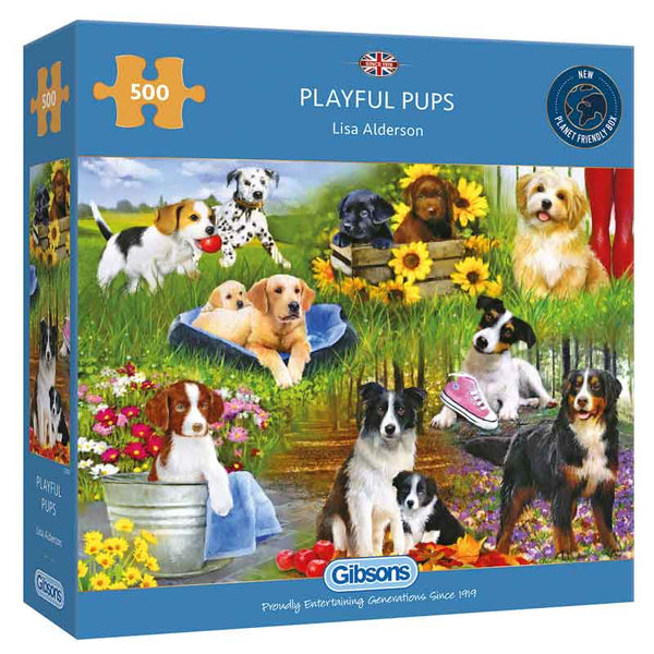 Gibsons Playful Pups 500 Piece Jigsaw Puzzle image 1