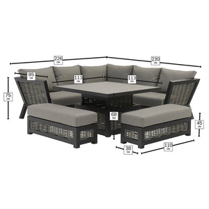 Bramblecrest Tuscan Corner Sofa Set with Square Adjustable Table & 2 Dining Benches image 6