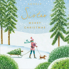 Woodmansterne Walking Dog Sister Christmas Card image 0