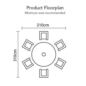 Supremo Verona 6 Seat Dining Set with 140cm Round Table, 3m Parasol & Base image 9
