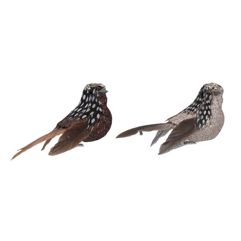 Gisela Graham Sparkling Natural Feather Bird Clip (Assorted Designs) image 0