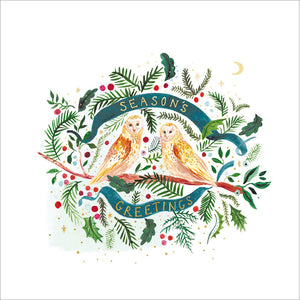 Woodmansterne Two Owls On A Branch Christmas Card image 0