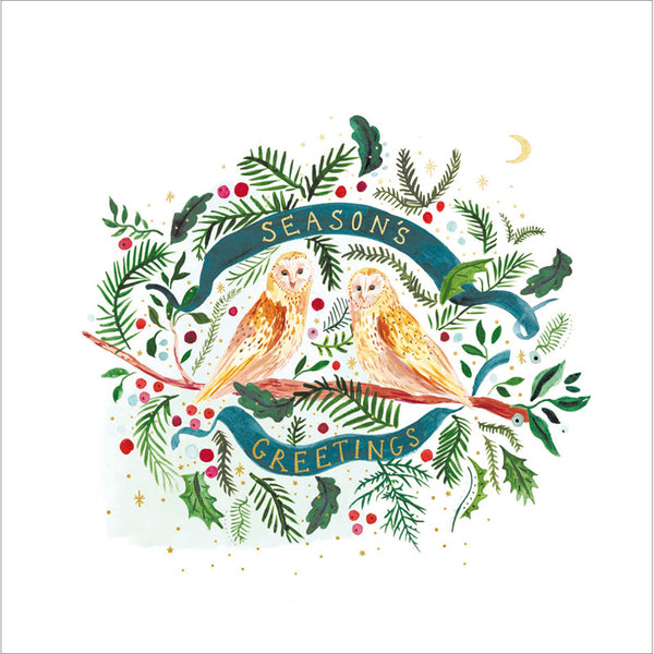 Woodmansterne Two Owls On A Branch Christmas Card image 0