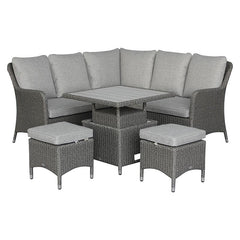 Bramblecrest Tetbury Mini Corner Sofa Set in Pewter with Dual Height Table &amp; 2 Stools image 0