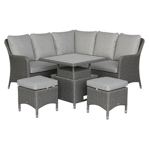 Bramblecrest Tetbury Mini Corner Sofa Set in Pewter with Dual Height Table &amp; 2 Stools image 0