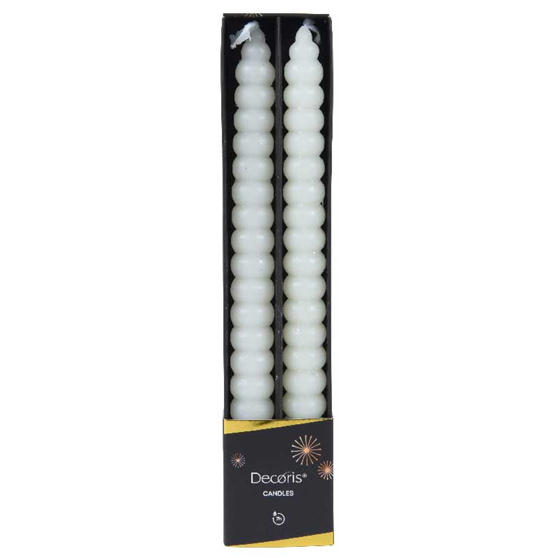 Decoris Cream Stacked Ellipsoid Dinner Candles (Pack of 2) image 0