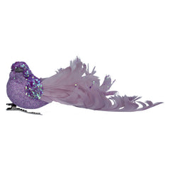 Gisela Graham Lilac Glitter & Feather Bird image 0