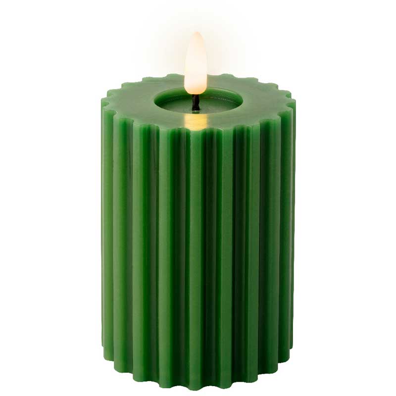 Lumineo Green Wax LED Carved Candle image 0