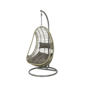 Riga Single Open Weave Hanging Egg Chair Cocoon in Grey image 3