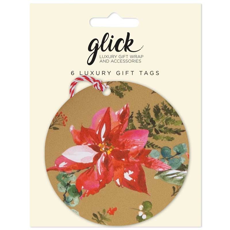 Glick Gold Poinsettia Gift Tags (Pack of 6) image 0