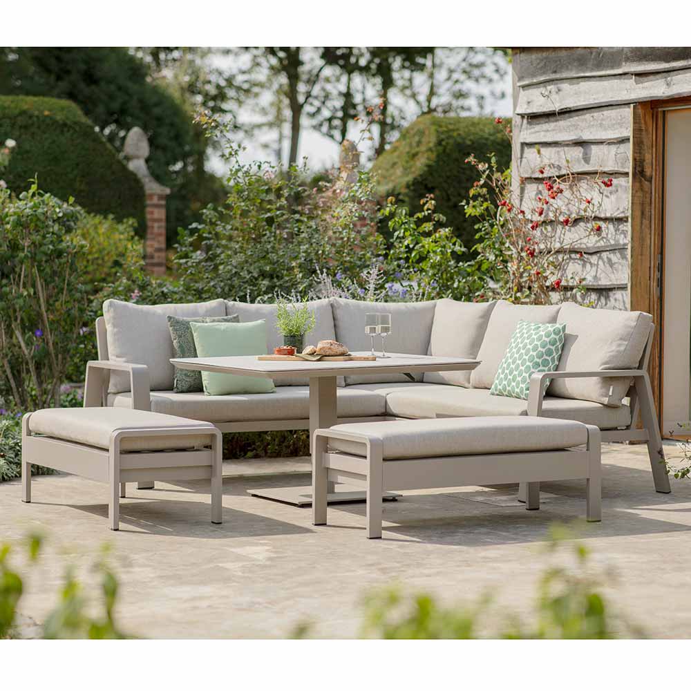 Bramblecrest Prague Corner Sofa Set with Square Height-Adjustable Table (Seats 8) image 0