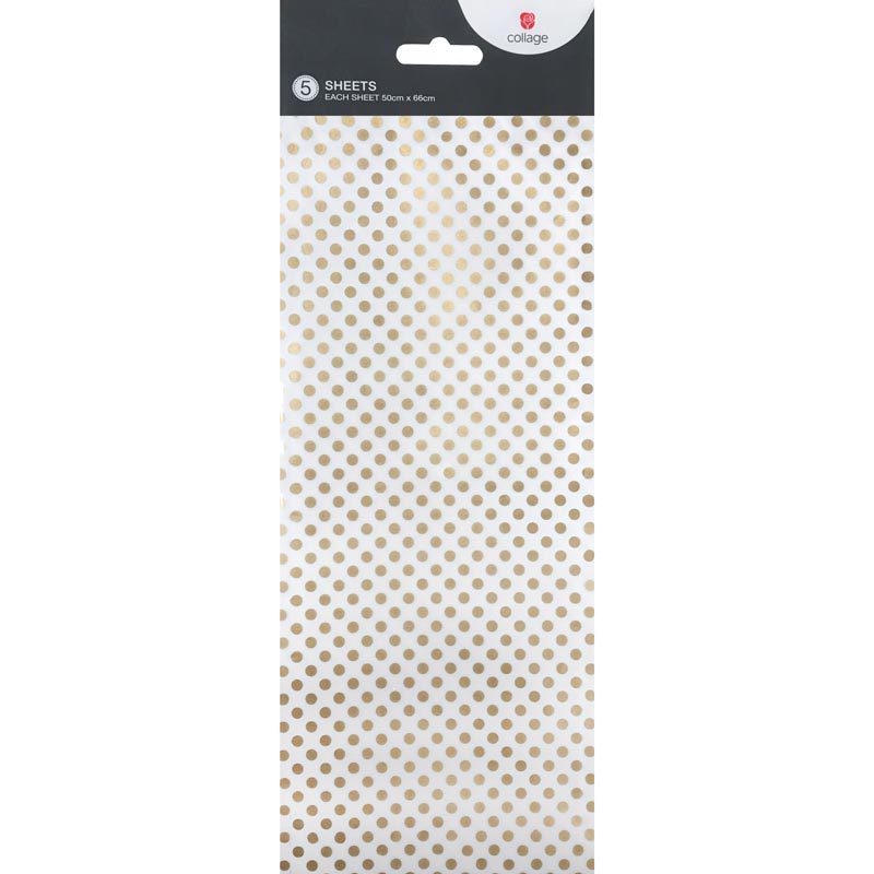 Collage Gold Polka Dot Tissue Paper Sheets (Pack of 3) image 0