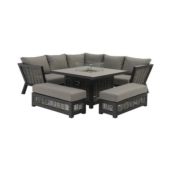 Bramblecrest Tuscan Corner Sofa Set with Square Firepit Table &amp; 2 Benches image 5