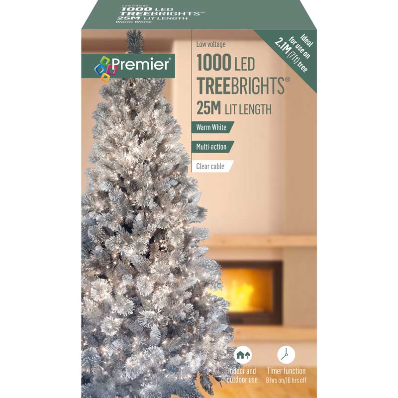 Premier 1000 Multi-Action LED TREEBRIGHTS with Timer - Warm White (Clear Cable) image 0
