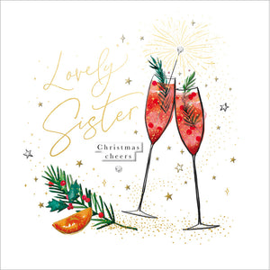 Woodmansterne Champagne Glasses Sister Christmas Card image 0
