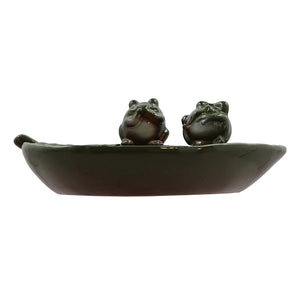 Fallen Fruits Ceramic Leaf Bird Bath with Frogs image 2