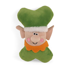 Zoon Squeaky Elf Bone Plush Dog Toy image 0