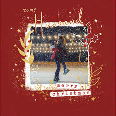 Woodmansterne Ice Skating Couple Husband Christmas Card image 0