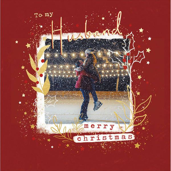 Woodmansterne Ice Skating Couple Husband Christmas Card image 0