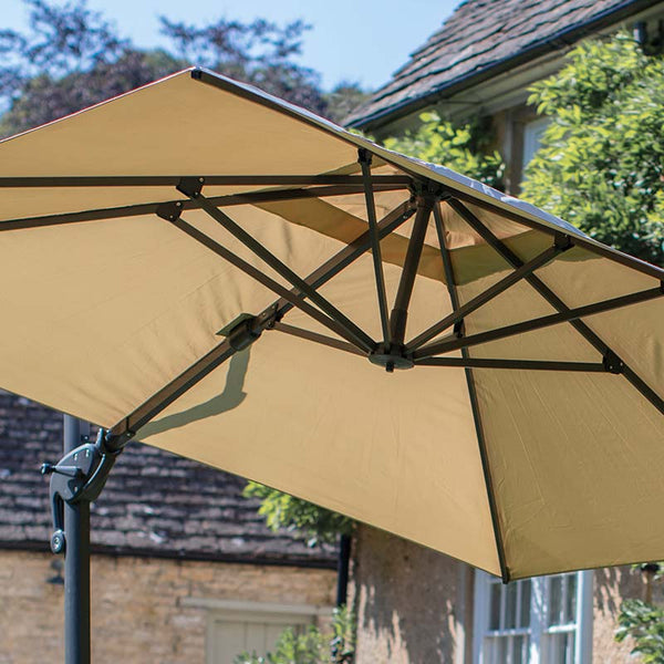 Bramblecrest Chichester 3 x 3m Square Cantilever Parasol in Sand with Granite Base &amp; Cover image 2