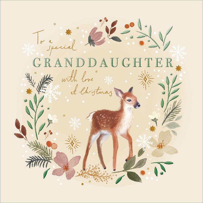 Woodmansterne Baby Deer Grandaughter Christmas Card image 0