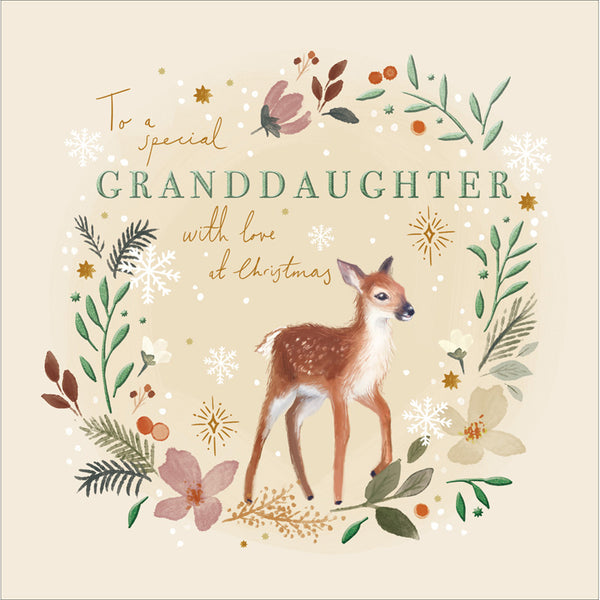 Woodmansterne Baby Deer Grandaughter Christmas Card image 0
