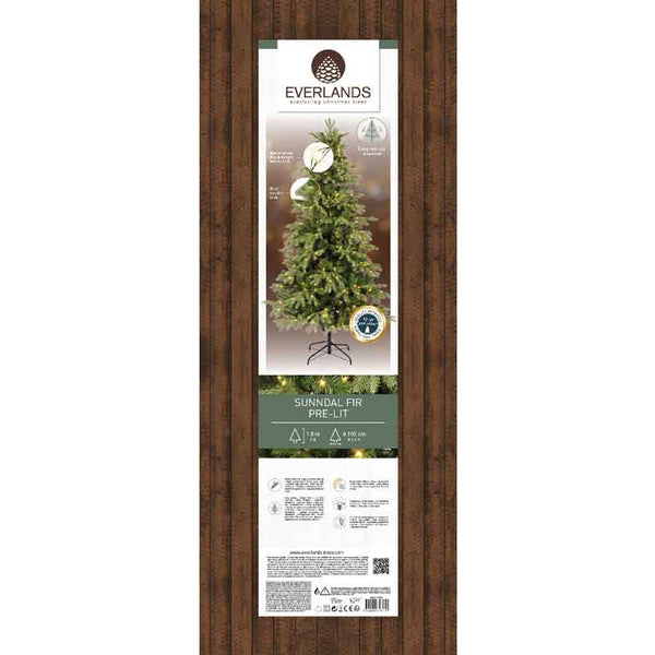 Everlands Sunndal Fir Pre-Lit Artificial Christmas Tree - 6ft image 4