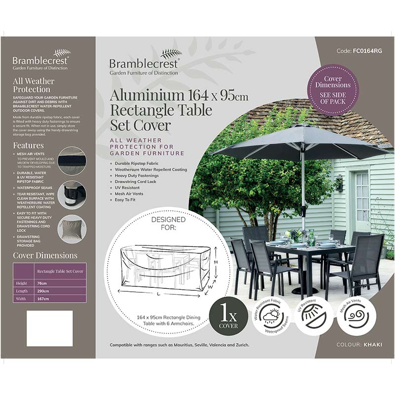 Bramblecrest Cover for Aluminium 6 Seat Rectangular Dining Set, 164cm x 95cm image 0