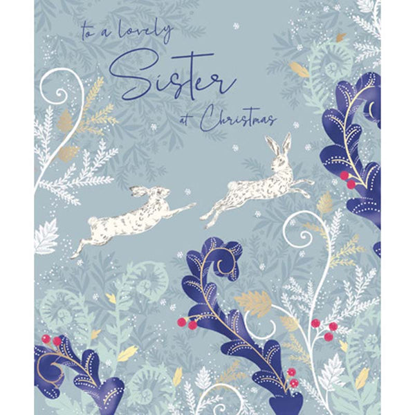 Woodmansterne Lovely Sister Rabbit Christmas Card image 0