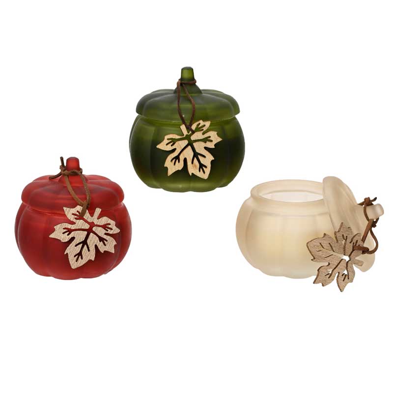 Decoris Unscented Pumpkin Candle (Assorted Designs) image 0