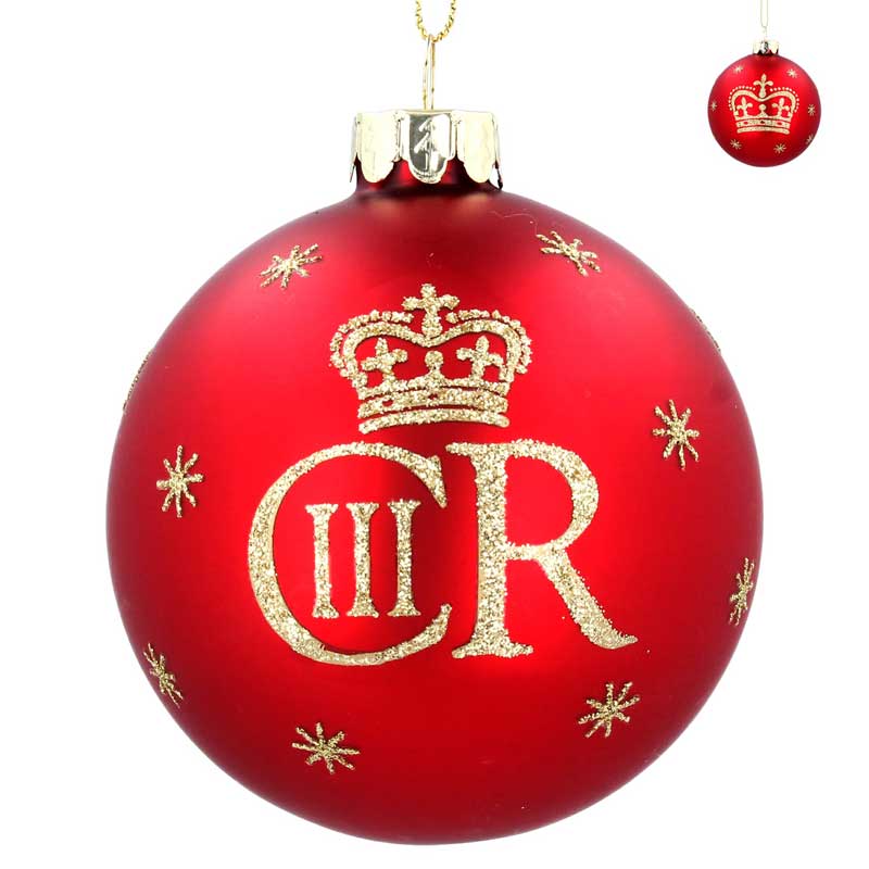 Gisela Graham King Charles III Glass Bauble - Red image 0