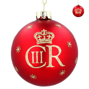 Gisela Graham King Charles III Glass Bauble - Red image 0