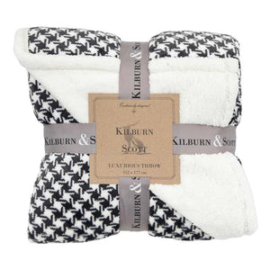 Kilburn & Scott Dogtooth Sherpa Throw in Black image 2