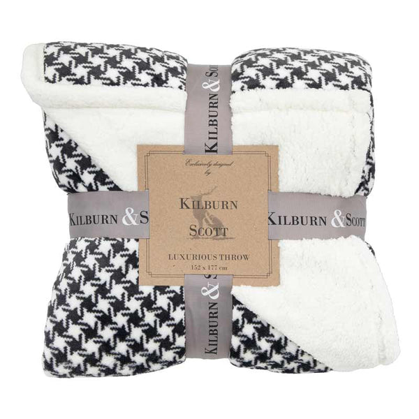 Kilburn & Scott Dogtooth Sherpa Throw in Black image 2