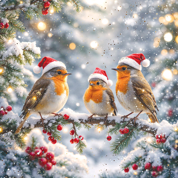 Darkroom Christmas Robins Luxury Cards (Pack of 16)
