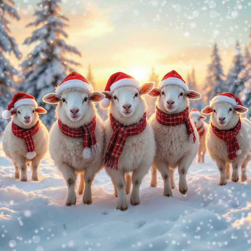 Darkroom Christmas Sheep Cards (Pack of 16)