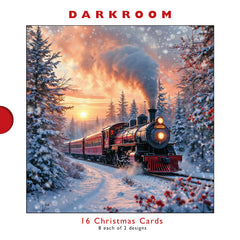 Darkroom Winter Train & Village Cards (Pack of 16)