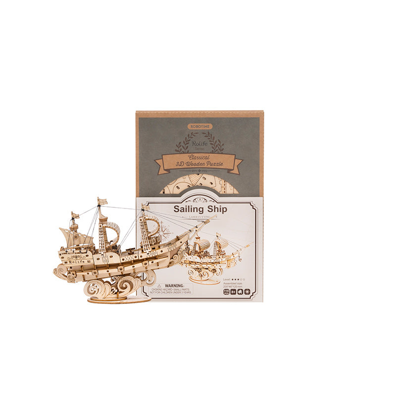 Robotime Sailing Ship DIY Wooden 3D Puzzle image 0