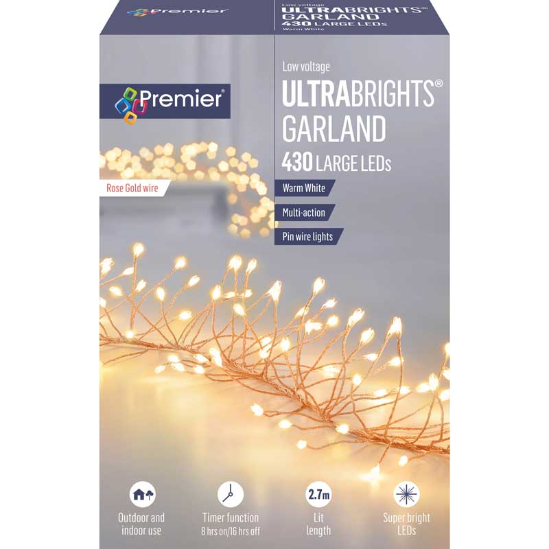 Premier 430 Multi-Action LED ULTRABRIGHTS GARLAND with Timer - Warm White image 0