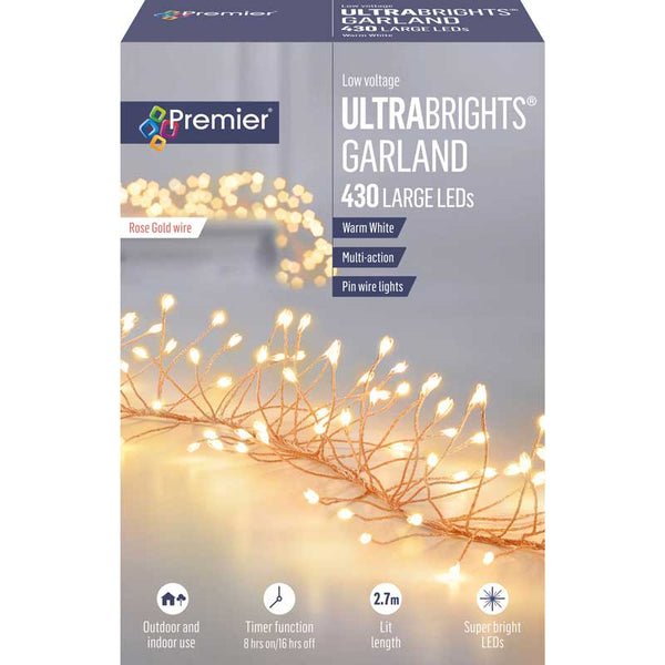 Premier 430 Multi-Action LED ULTRABRIGHTS GARLAND with Timer - Warm White image 1