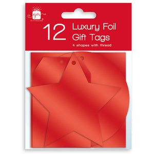 Gift Maker 12 Red Luxury Foil Gift Tags image 0