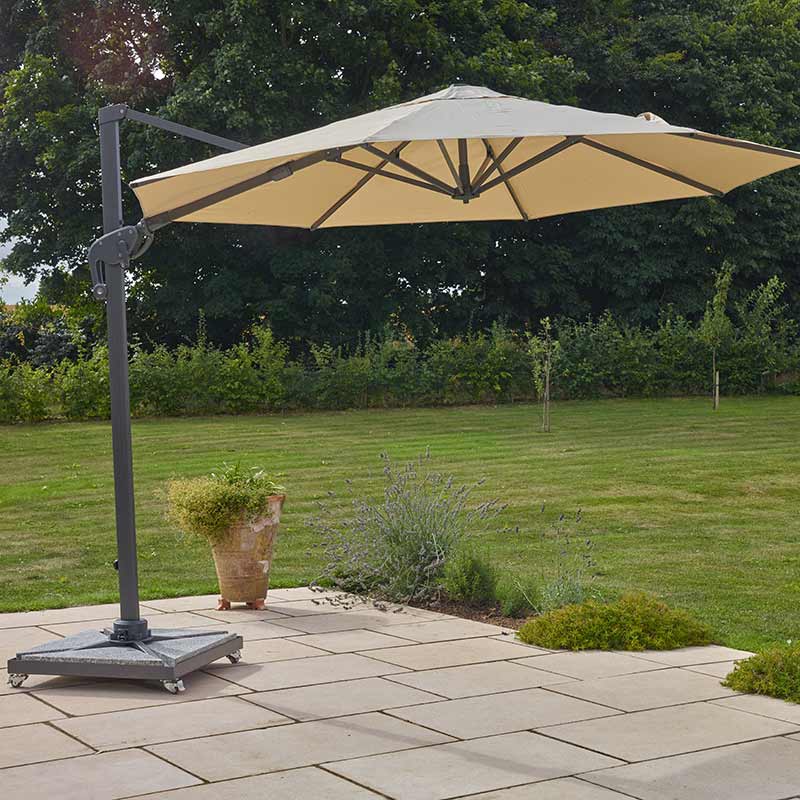 Bramblecrest Chichester 3m Round Cantilever Parasol in Sand with Granite Base &amp; Cover image 0