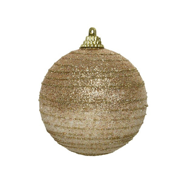 Decoris Foam Bauble with Glitter Lines in Camel Brown image 0