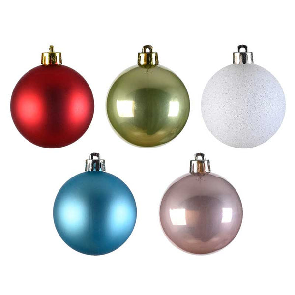 Decoris Shatterproof Baubles in Red, Blue & Green (Pack of 30) image 1