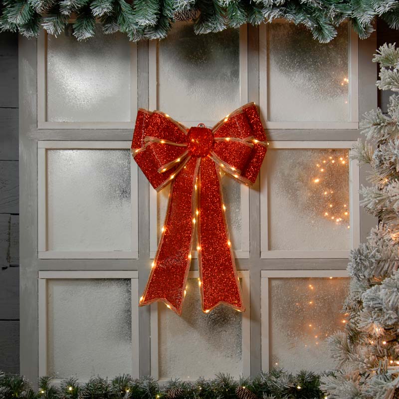 Festive Battery-Operated Lit Bow image 0