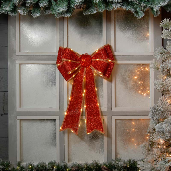 Festive Battery-Operated Lit Bow image 1