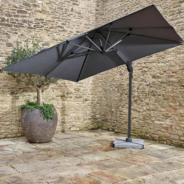 Bramblecrest Chichester 3 x 3m Square Cantilever Parasol in Grey with Granite Base &amp; Cover image 0