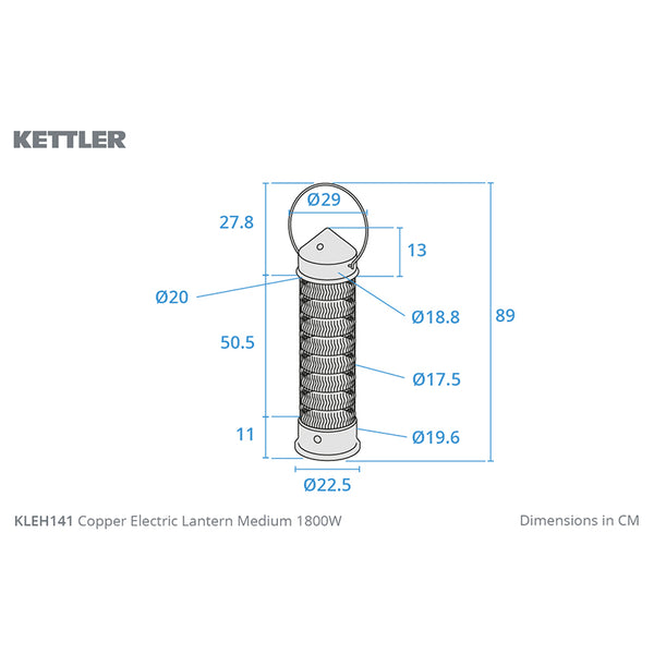 Kettler Kalos Copper Electric Lantern - Medium 84cm image 3